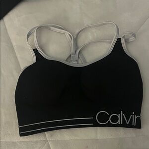 Calvin Klein Black and Gray Sports Bra